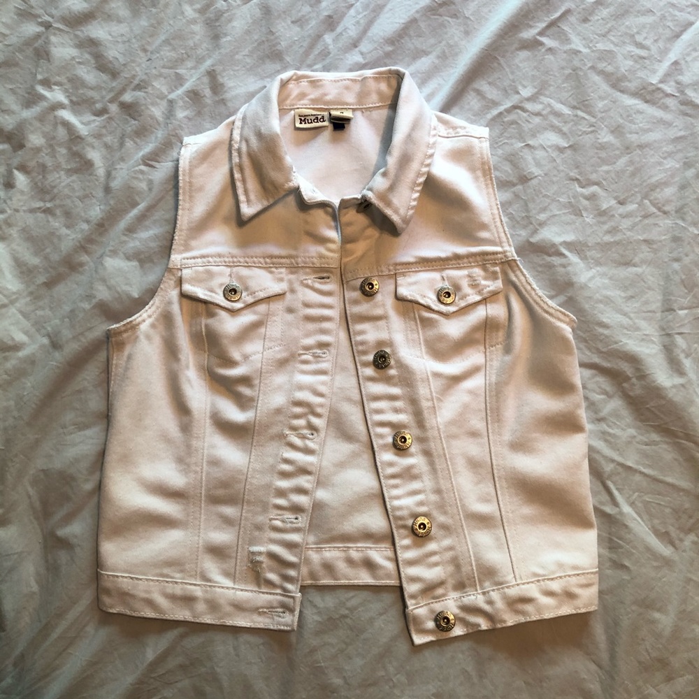 Girl’s White Denim Vest with distressing
